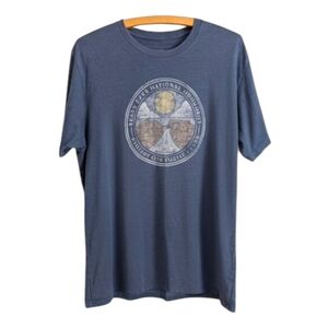 Eddie Bauer Vtg Bears Ears Oversize Graphic Tee Blue Gray L 90s Outdoorsy
